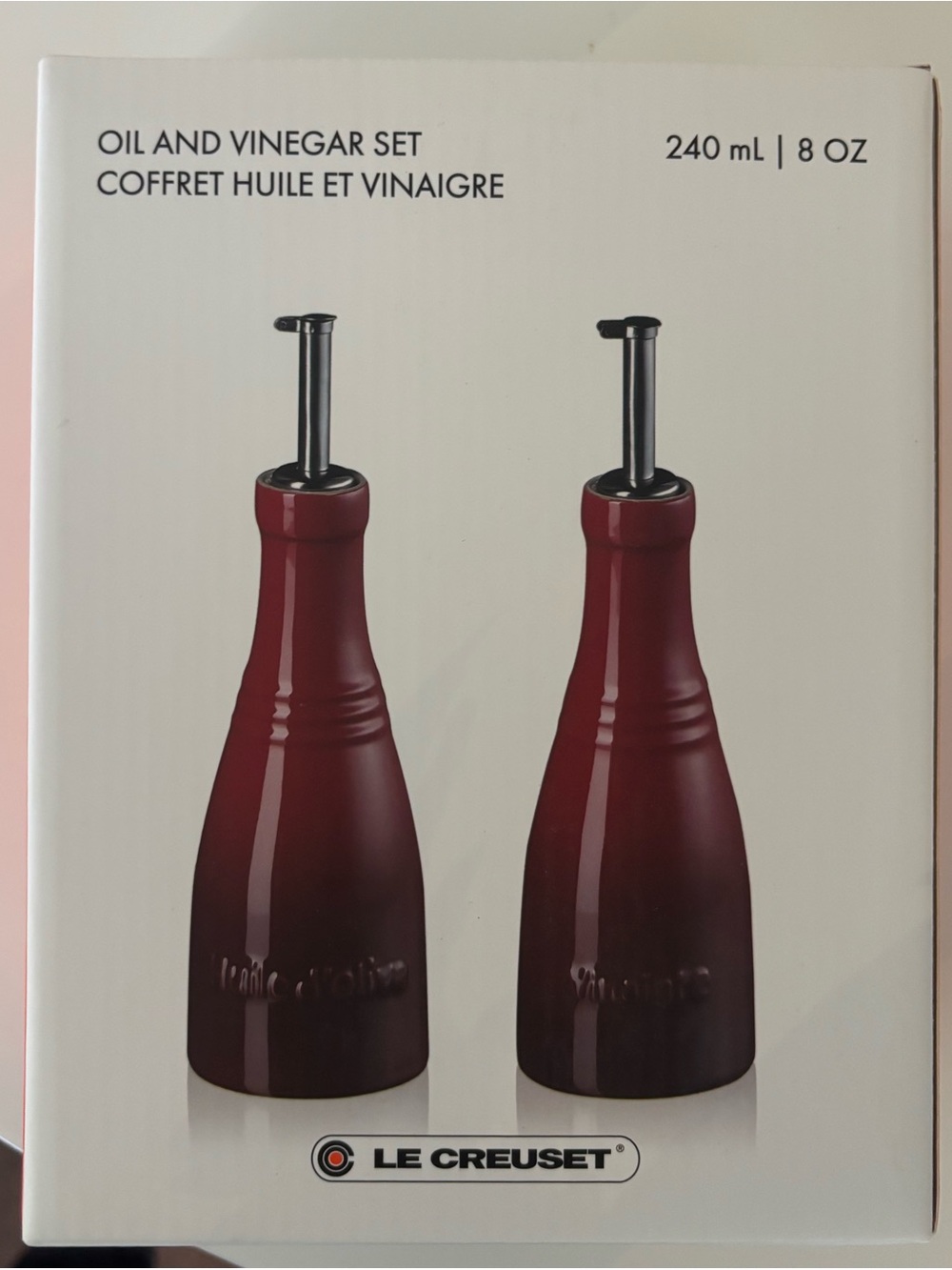 Le Creuset Burgundy Oil & Vinegar Bottle Set